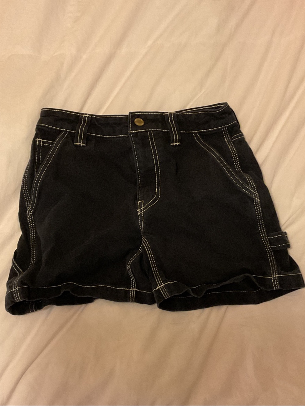 Aritzia Black Women's Utility Shorts with Contrast Stitching